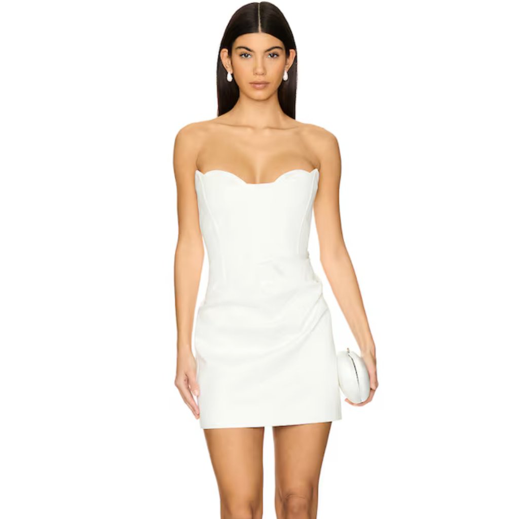 Shona Joy Strapless Draped Mini Dress